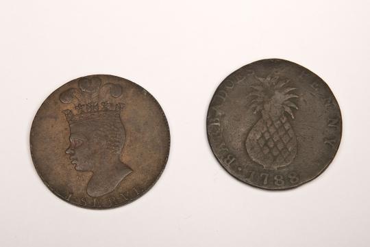 Barbados penny (showing both sides), 1788