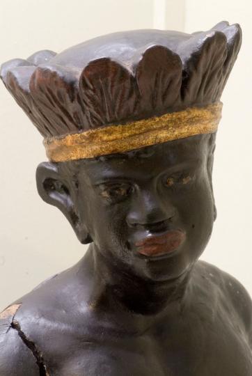 Blackamoor (detail), from Johnson's tobacco shop in Bolton, early 1800s