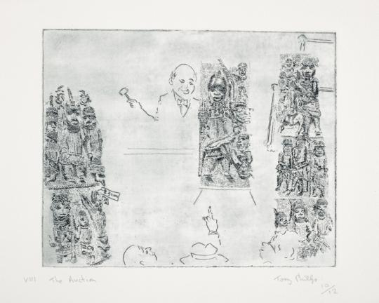 History of the Benin bronzes, Plate 8: The Auction, by Tony Phillips, 1984