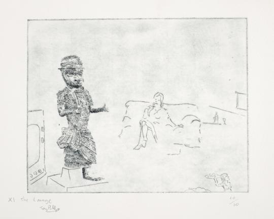 History of the Benin bronzes, Plate 11: The Lounge, by Tony Phillips, 1984