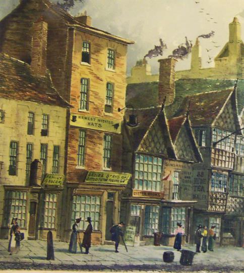 Old Market Street, Manchester (detail), by Paul Braddon, 1820