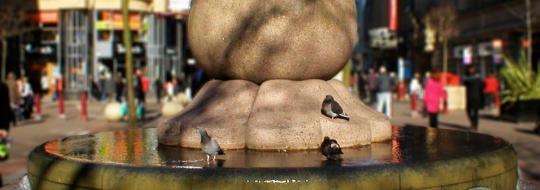 Cotton Bud Fountain, St Ann's Square, Manchester, copyright Wendy Mann